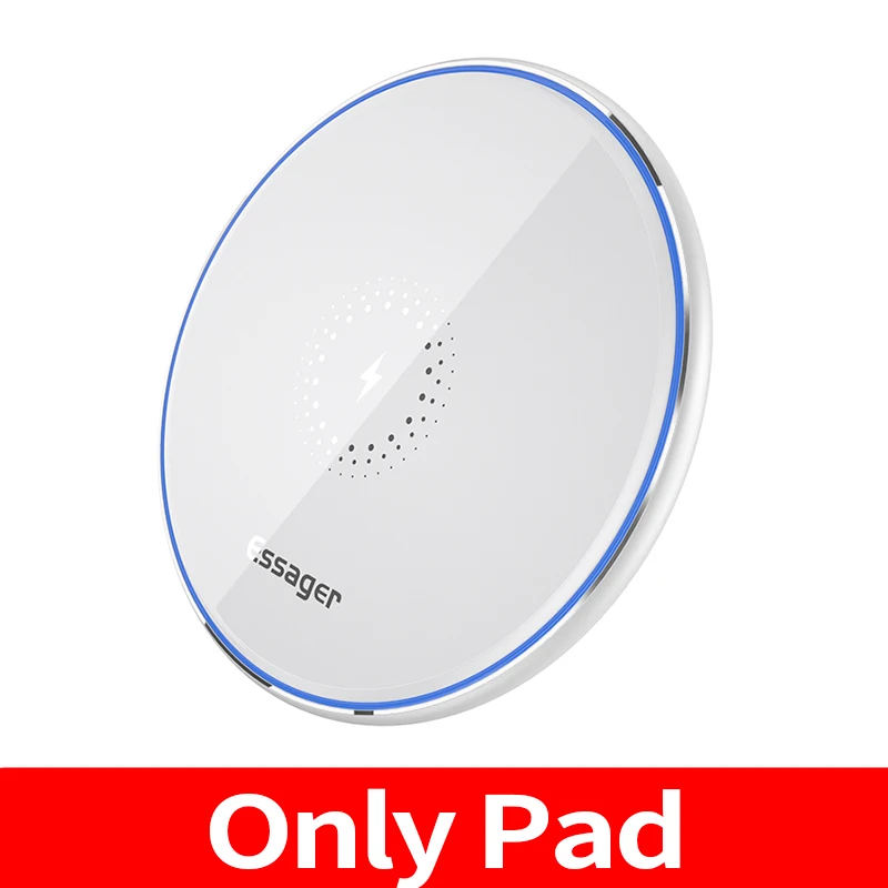 White Pad Essager 10 Вт Qi Беспроводное зарядное устройство для iPhone 11 Pro Xs Max X Xr 8 Индукционная быстрая Беспроводная зарядная площадка для samsung S10 Xiaomi Mi 9 - Цвет: White Pad