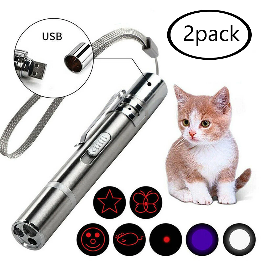 

3 in 1 USB Rechargeable Cat Light Toys Funny Cat Dog Chaser Mini Flashlight Laser Pen Cat Light Pointers Pet Training Toys