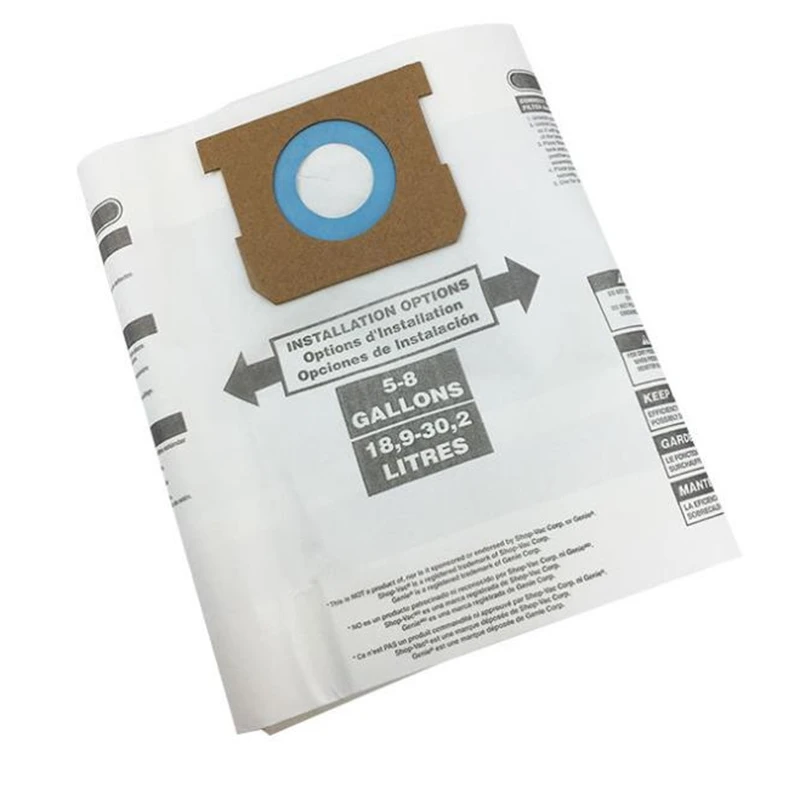 

10 Pack Type H Replacement Vacuum Filter Bags Compatible for Shop Vac 5-8 Gallon Vacuum, Replace Part 90671, 9067100