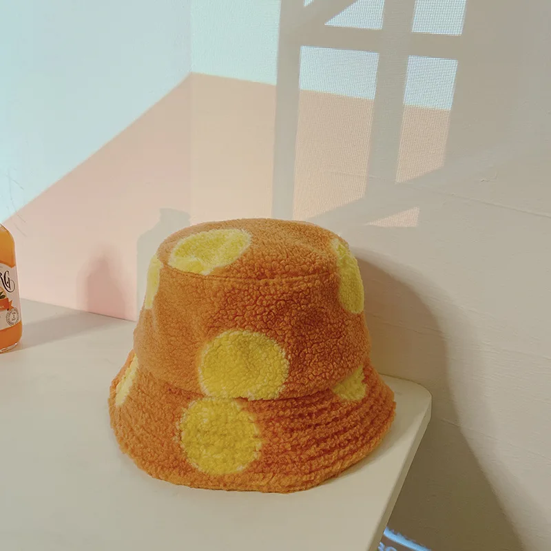 

Autumn Winter Boy Girl Bucket Hats Keep Warm Children Basin Hat Cute Dot Wool Cap Toddler Baby Fisherman Cap Ynisex Bonnets 3-6Y