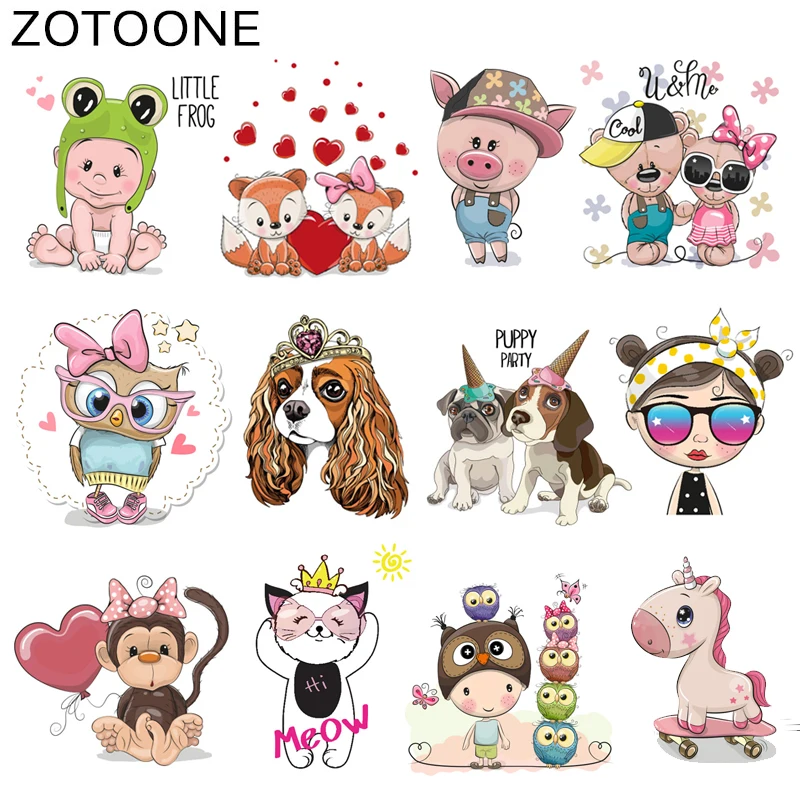 

ZOTOONE Cute Cartoon Animal Patches Heat Transfer Iron on Patch for T-Shirt Children Gift DIY Clothes Stickers Heat Transfer I