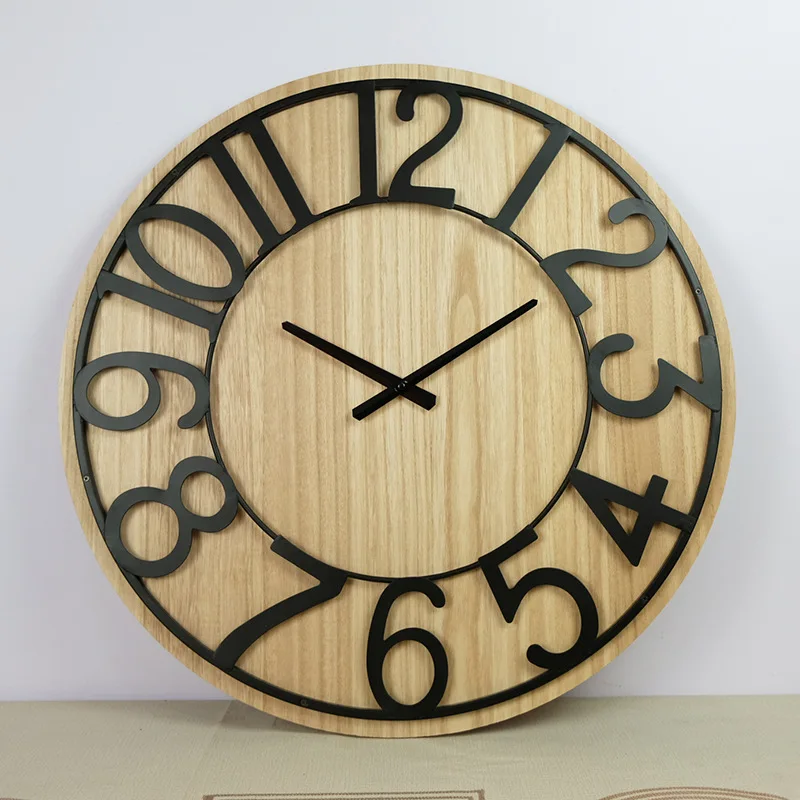

Home Furnishing Products Iron Art Clocks Living Room Wall Clocks Home Wooden Silent Clock Decoration