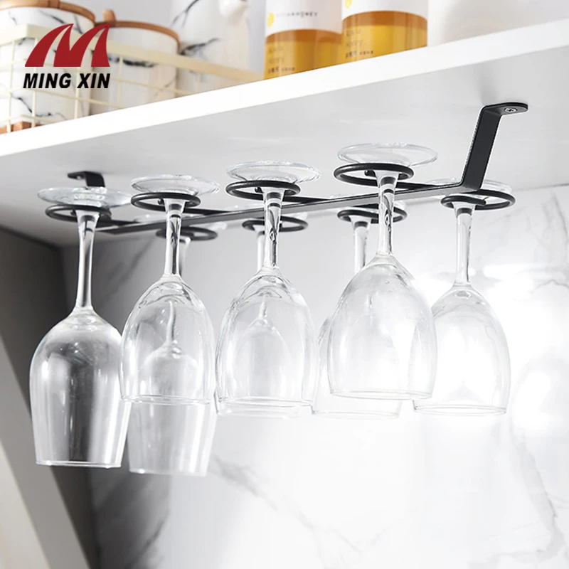 

Wine Glass Holder Upside-Down Goblet Holder Kitchen Bar Wine Set Hanging Under Cupboard Champagne Wine Glass Storage Rack New