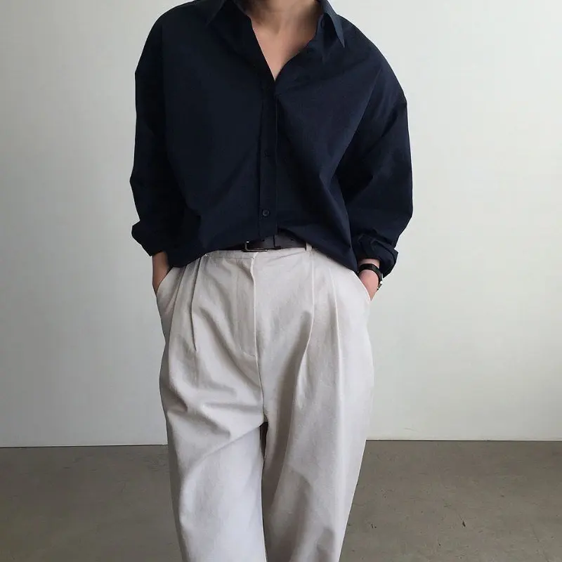 

HziriP Solid Chic Vintage High Quality Minimalist Women Office Lady Loose 2020 Sweet Fashion Stylish Tops Women Casual Shirts