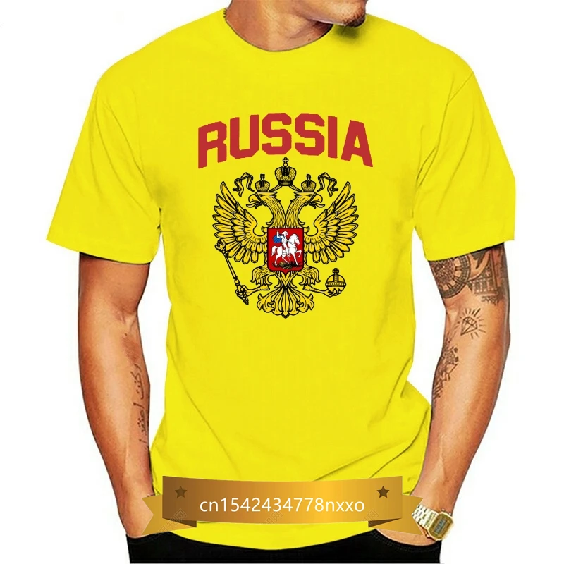 

Men Cotton Russian Empire Coat Of Arms Of Russia T Shirt Short Sleeve Round Neck Eagle Print Tshirt Gift Tee Merchandise