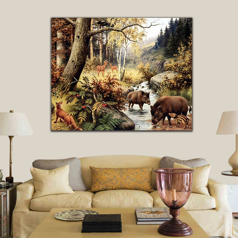 DIY картинки для раскраски по номерам с изображением животного мира рисунок