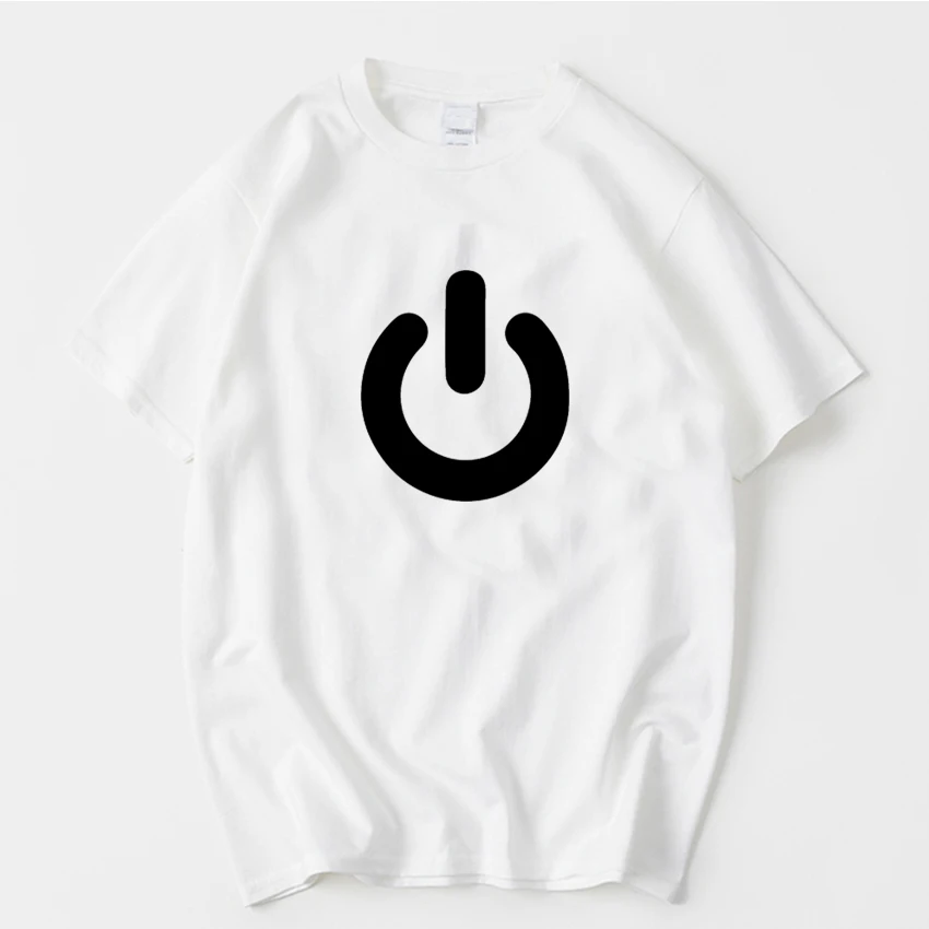 

Geek programmer restart boot button technology house short sleeve loose peripheral T-shirt pure cotton