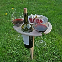 outdoor wine table foldable round desktop mini wooden picnic table easy to carry wine rack support dropshipping