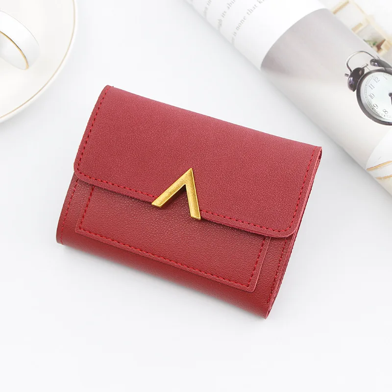 red Винтажный Модный женский кожаный кошелек, элегантные женские короткие кошельки, кредитный держатель для карт, женская сумка для монет, мини кошелек SS7531 - Цвет: red