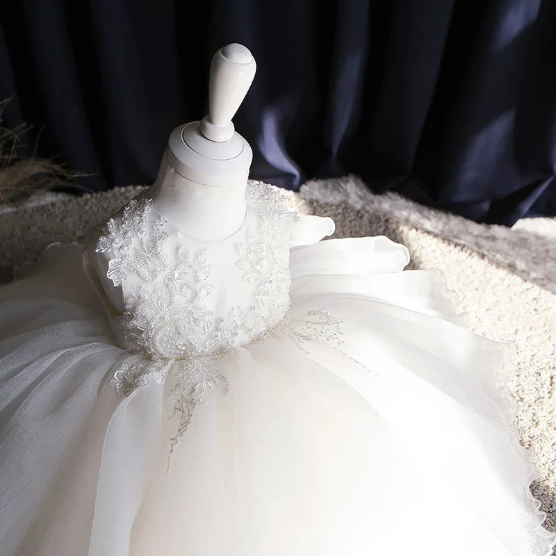 

White Lace Appliques Baby Girl Baptism Dress 1st Birthday Party Christening Gown Infant Newborn Pageant Clothes 2 3 5 to 6 years