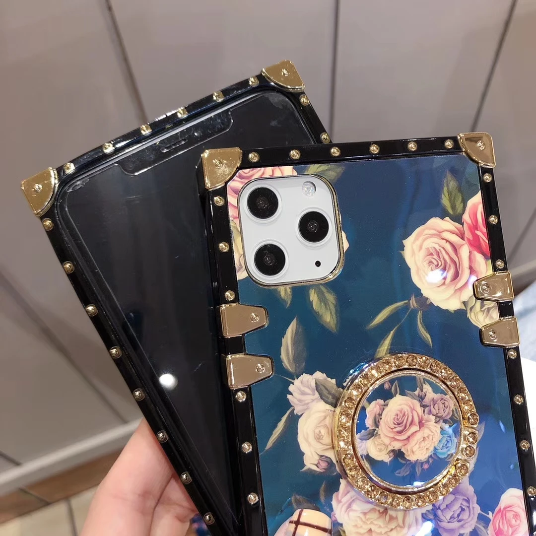 Blue Ray розовый цветок для iphone 11 Pro X XR XS Max 8 7 Plus квадратные чехлы для телефонов для samsung Galaxy S9 Plus Note 10 8 9 чехол
