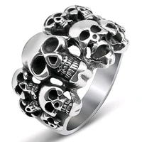 retro men multiple skull skull rings hip hop rock punk ghost head lady locomotive party finger jewelry accessories