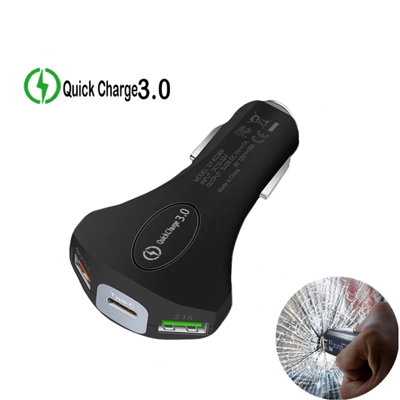 

USB Car Quick Charger Quick Charge QC3.0 Portable Charger For Xiaomi iPhone 11 12 Por X XR Max iPad Fast Charging Window Breaker