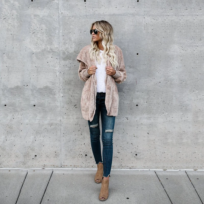 Женский длинный кардиган в стиле Харадзюку вязаный свитер с капюшоном женский