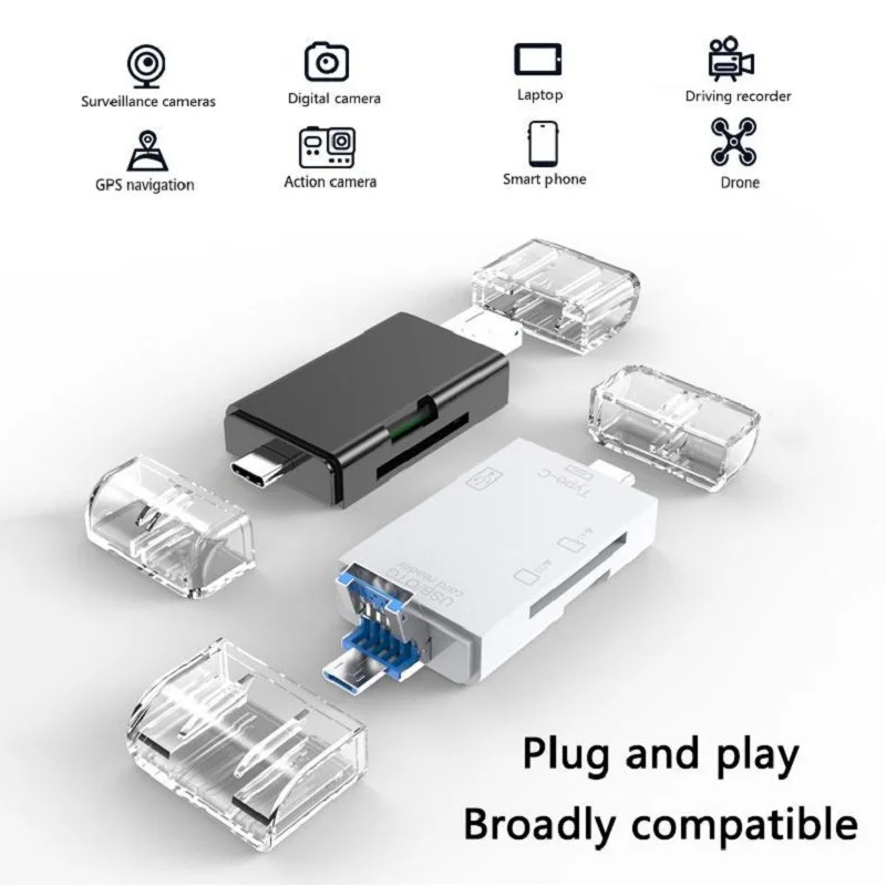 

Tf Sd Card Reader Memory Card Portable Usb2.0 Type C Adapter Multi-function Card Reader Storage Converter for PC Notebook Phone