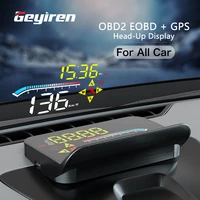geyiren hud head up display auto obd2 gps dual system projector for car glass security water temp alarm electronic accessories