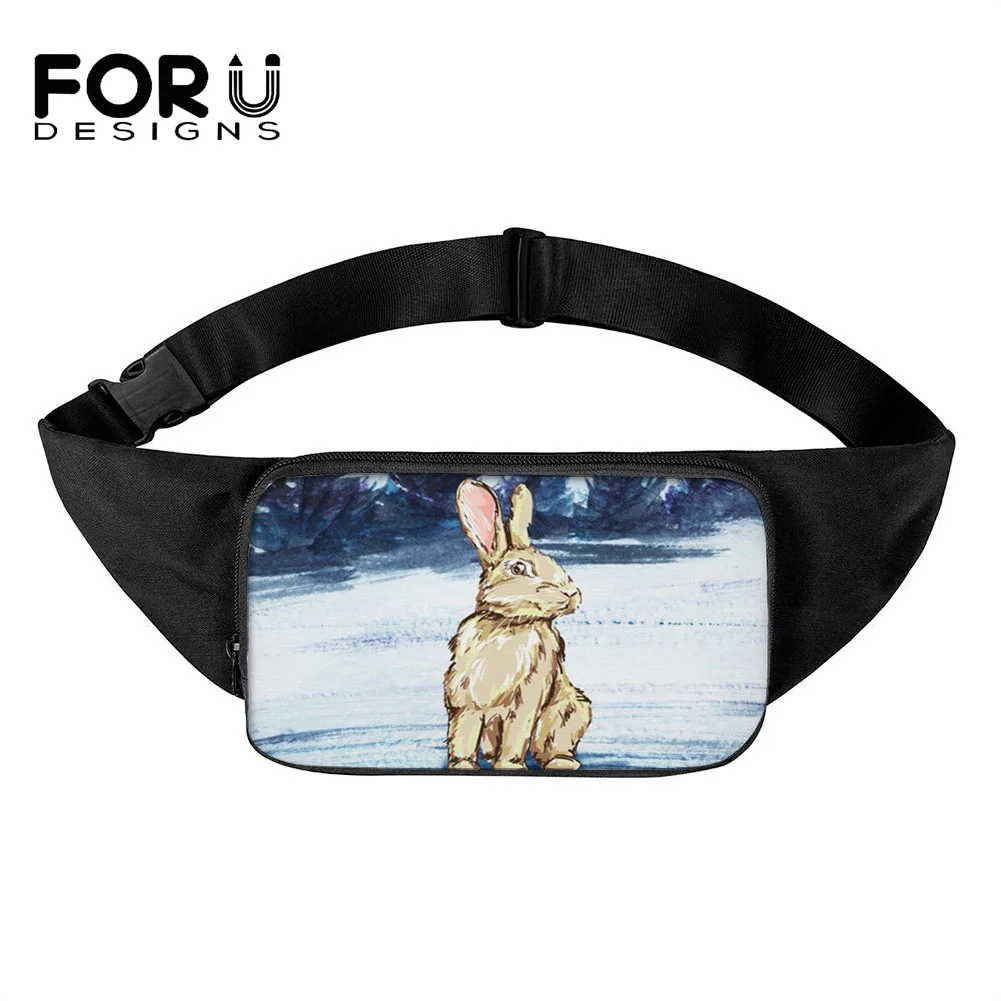 

FORUDESIGN Дамская поясная сумка на молнии, сумка через плечо для студенток, женская спортивная поясная сумка с милым принтом кролика, волка, 2021