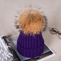 zwy278 fashion children winter big fur pompom hats baby knitted warm hat for kids girls boys pom pom beanie cap