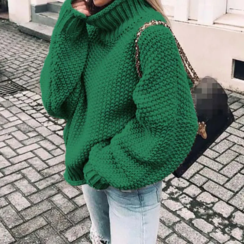 Winter Warm Sweater Women 2019 Autumn High Neck Ladies Thicken Knitted Sweaters Female Loose Turtleneck Pullover | Женская одежда