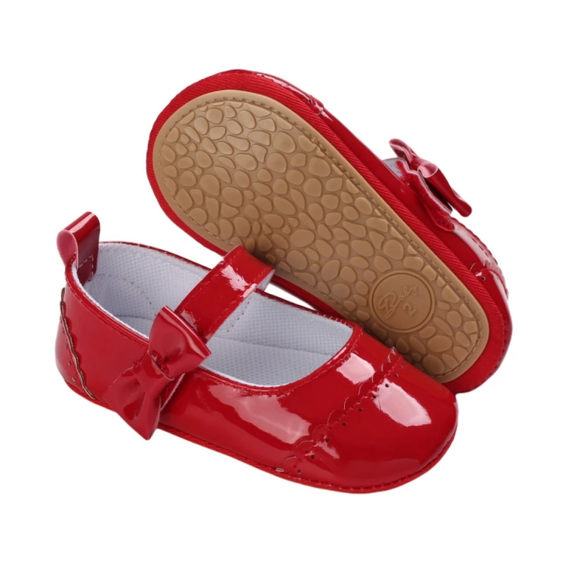 

Осенняя обувь с бантом для маленьких принцесс, Осенняя обувь из искусственной кожи для новорожденных, обувь для первых шагов