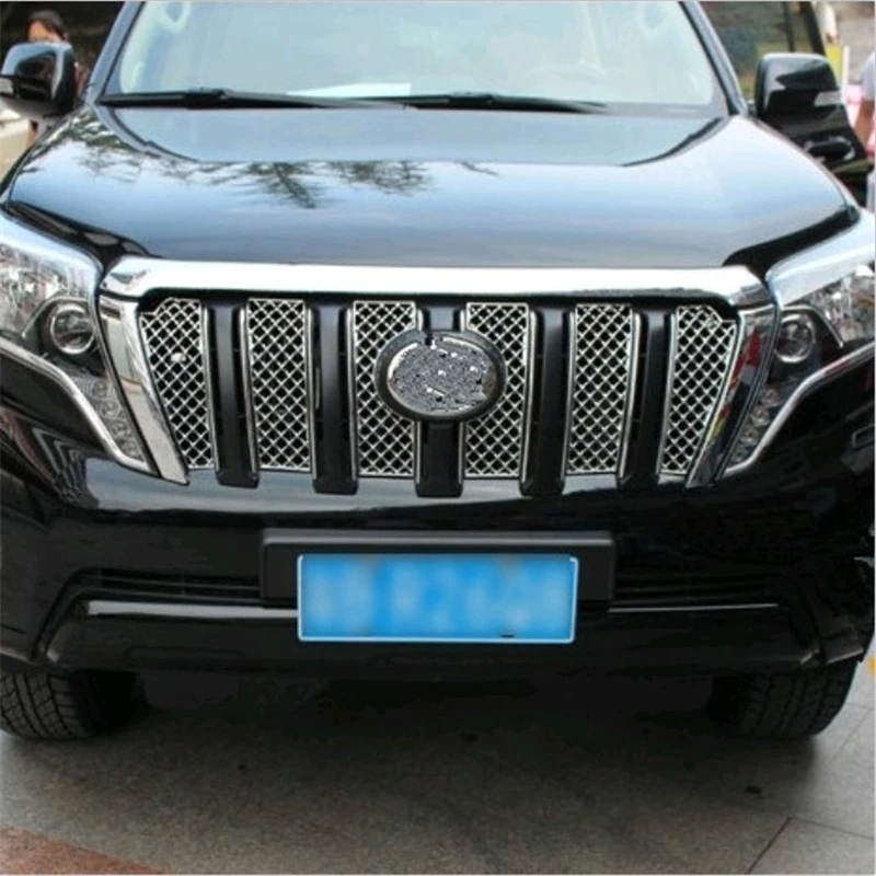 

WELKINRY car auto cover For Toyota Prado FJ150 2014 2015 2016 2017 ABS chrome front head grille racing grill air scoop trim