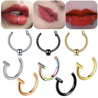 women lips ring medical steel nose ring fake nose ring septum piercing clip on mouth ring fake piercing body clip hoop jewelry