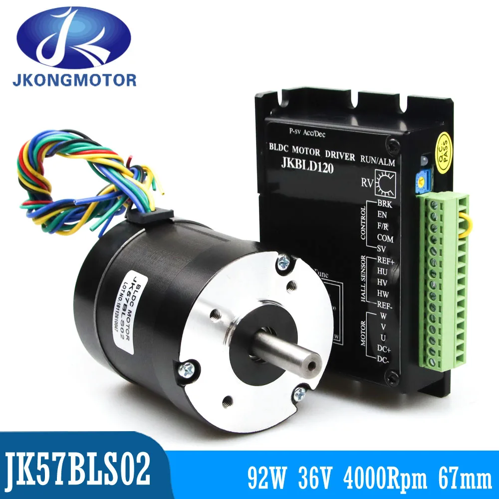 Motor sem Escova da C.c. do Motor Bldc com a Flange 57 de Jkongmotor 3.6a com Motorista de Bld120 Redonda Quadrada 36v 4000rpm 92w Nema23 ou 57bls02