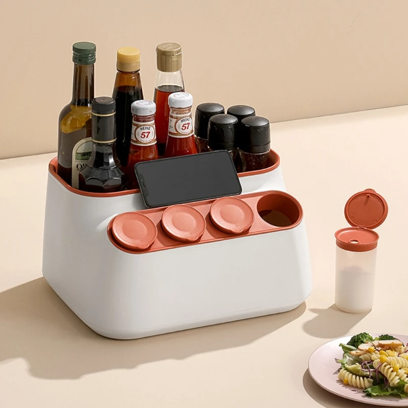 

SFVFEVD Multifunction Condiment Seasoning Box with Cover Spice Cruet Salt Storage Container Multi Compartment Home Kitchen Tool