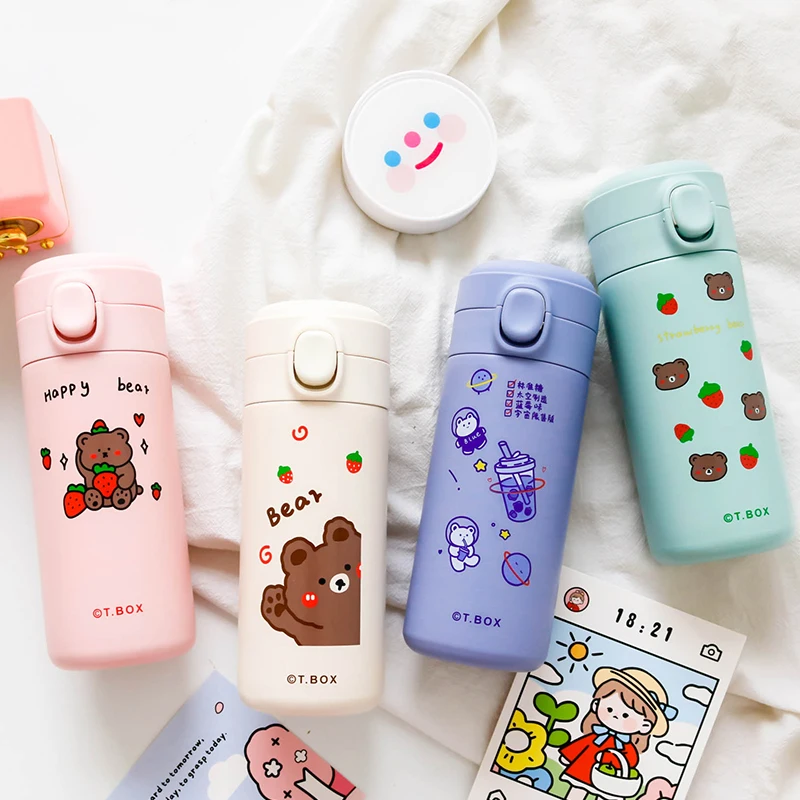Ins мультфильм милый вакуумный колба термос бутылка пара корейская мода