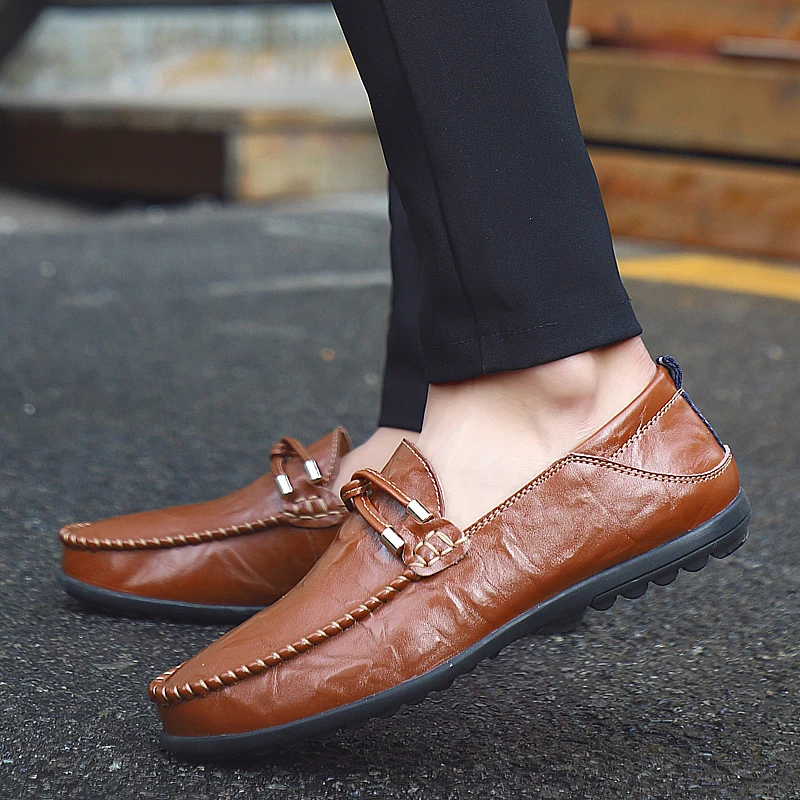 2019 Mens Shoes Casual Breathe Handmade Loafers Men Moccasins Flats Leather Comfort Zapatos Hombre Slip on HC-004 | Обувь