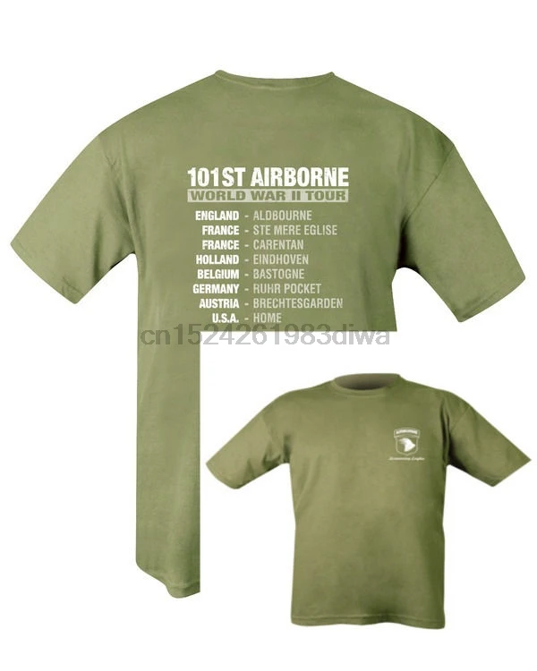 

US 101st Airborne Tour Double Print Military T shirt world war 2(1)