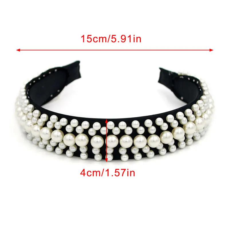 Барокко широкой лентой тиара Головные уборы Ретро Искусственный белый жемчуг