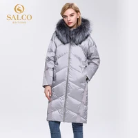 salco free shipping the latest big zipped pearl cotton winter warm coat 2020 high end real fur coat
