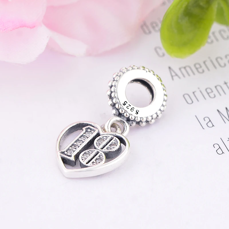 

Fit Original Pan Charm Bracelet Real 925 Silver Zirconia Alphabet & Numbers 18 Years Love Bead Making Women Berloque 2020