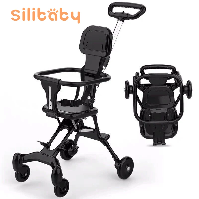Silibaby Baby Folding Cart Rotatable Multifunctional Stroller Children Portable Travel Folding Bike Newborn Accessories Trolley
