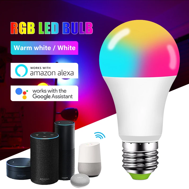 

15 Вт WiFi светильник ная лампочка E27 E26 B22 с регулируемой яркостью RGB + CCT умная лампочка для умного дома с голосовым управлением для Cozylife Alexa Google ...