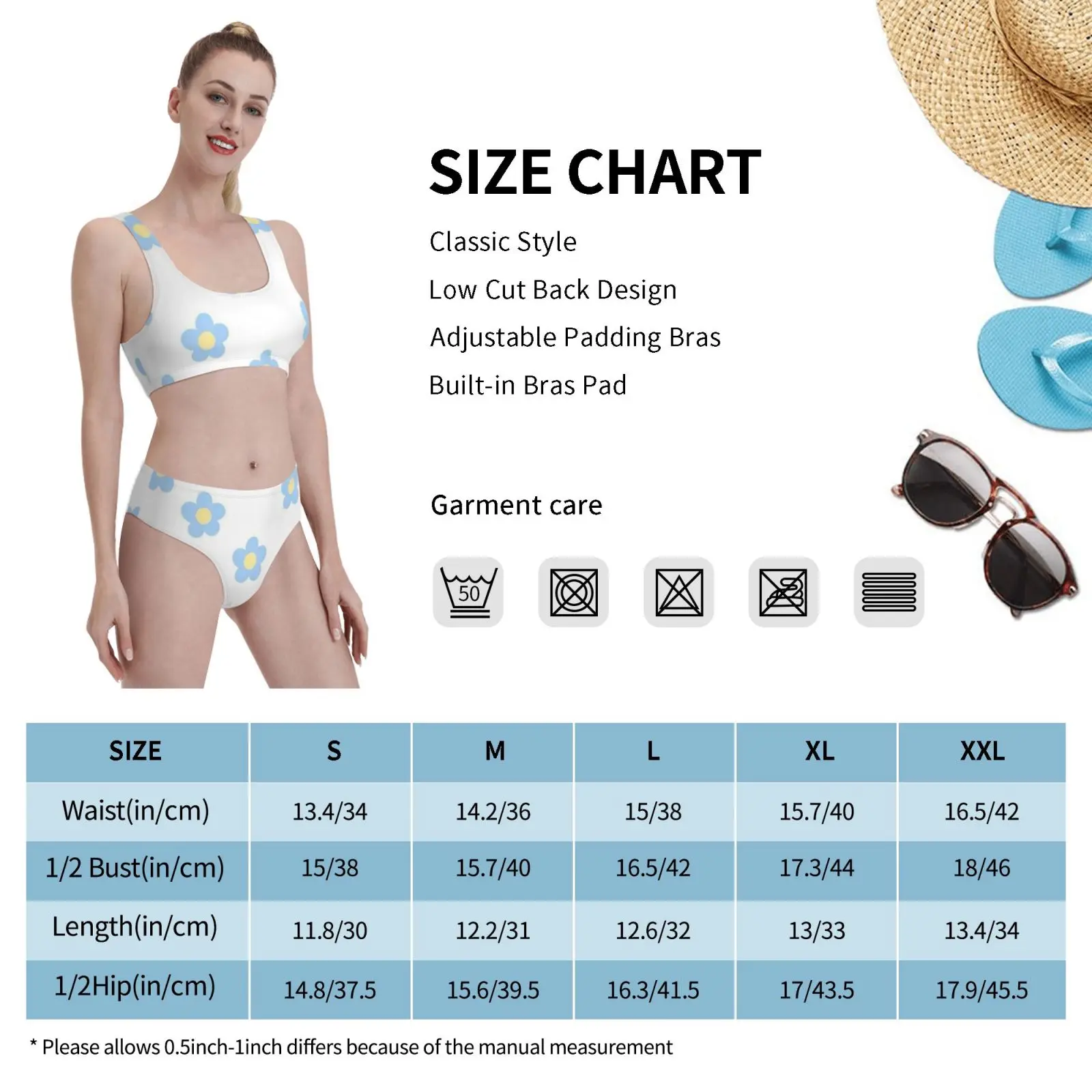 

Y2k Blue Flower Swimsuit one piece Bikini Padded Phonecase Y2k 2000s 2000s Kpop Korean Japan Cute Daisy Instsgram