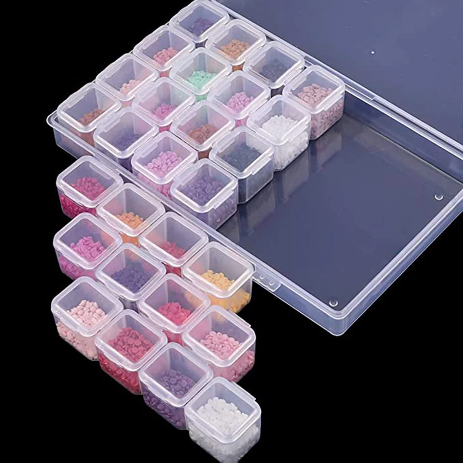 168/28 pcs 5D DIY Diamond Painting Drill Box For Jewelry Box Rhinestone Embroidery Crystal Bead Organizer Storage Case Container images - 6