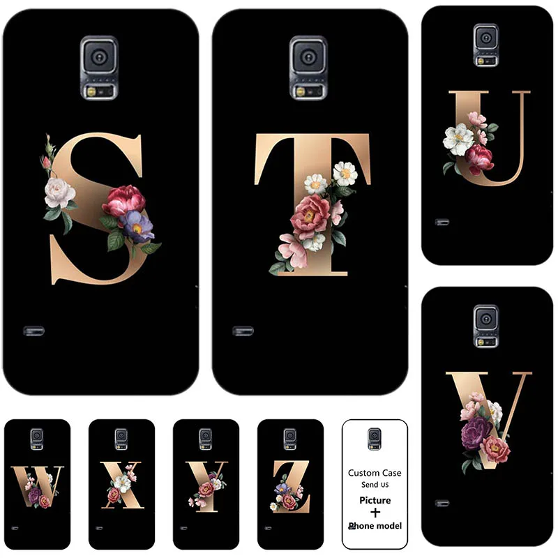 Цветок 26 Английских Букв Оригинальный чехол на заказ для Samsung Galaxy S5 S 5 G900 i9600 S5Neo S5 Neo SM-G903F S5 Mini G800 мягкий чехол
