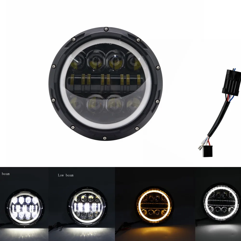 80W Headlight Black " светодиодный светильник на голову для мотоцикла 40 Вт 90 Вт 60 Вт 75 Вт дальнего ближнего света DRL Дневной ходовой светильник 6000 К 12 В 24 В для Harley FLD Touring Softail - Цвет: 80W Headlight Black