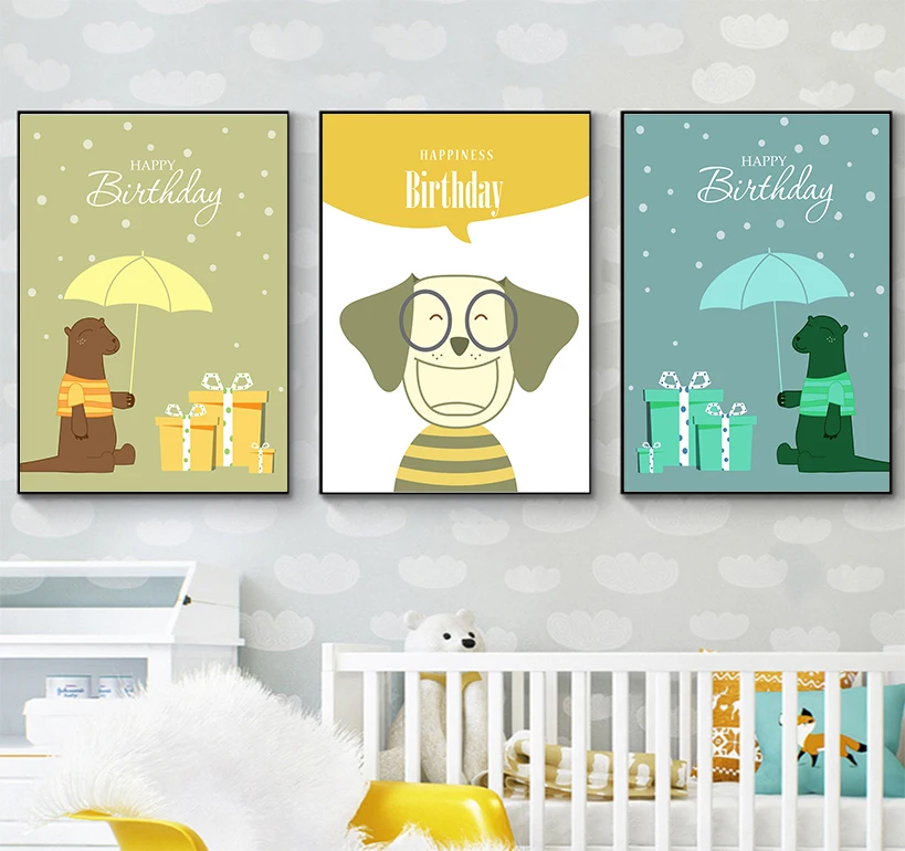 Настенное художественное полотно искусство цитаты мультяшный синий медведь и