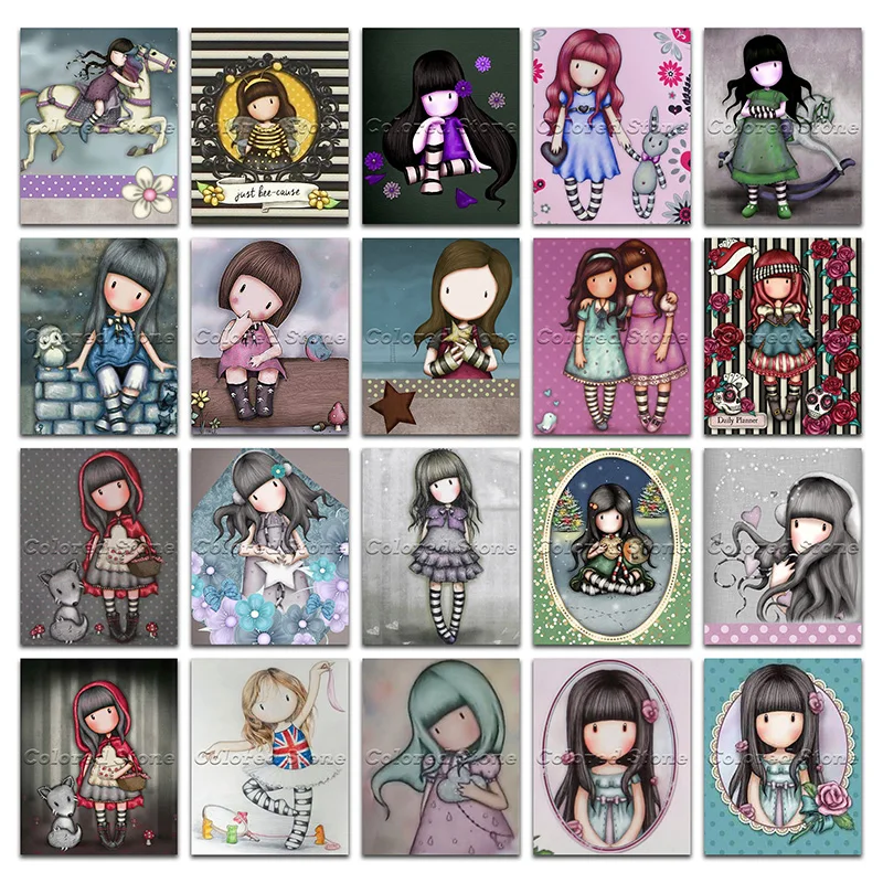 

New Diamond painting Cartoon girl child doll Horse rabbit flower 5D DIY Full Square Drill embroidery Round mosaic Drawing GG13