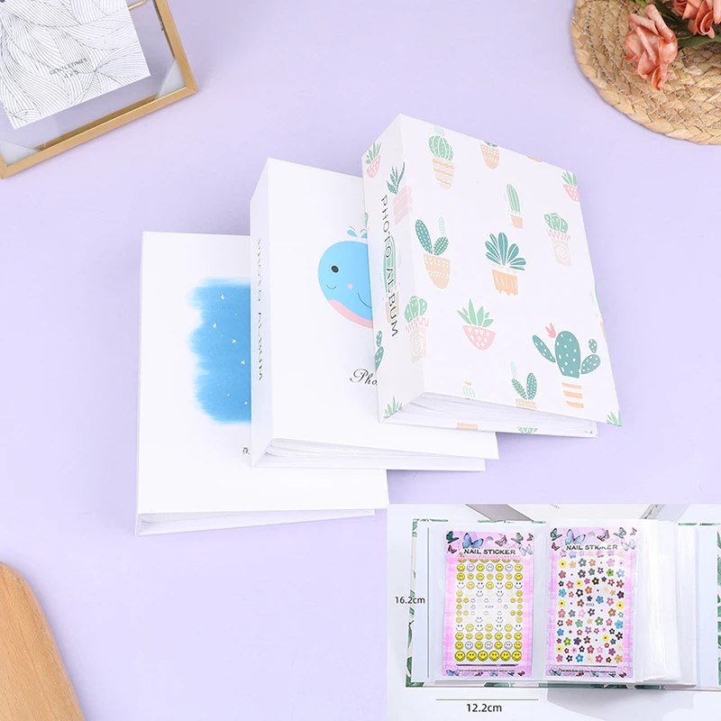 

100 Sheets 3D Nail Sticker Decal Collecting Albums Storage Holder Nail Art Display Showing Book Container Tool Matte Transparent