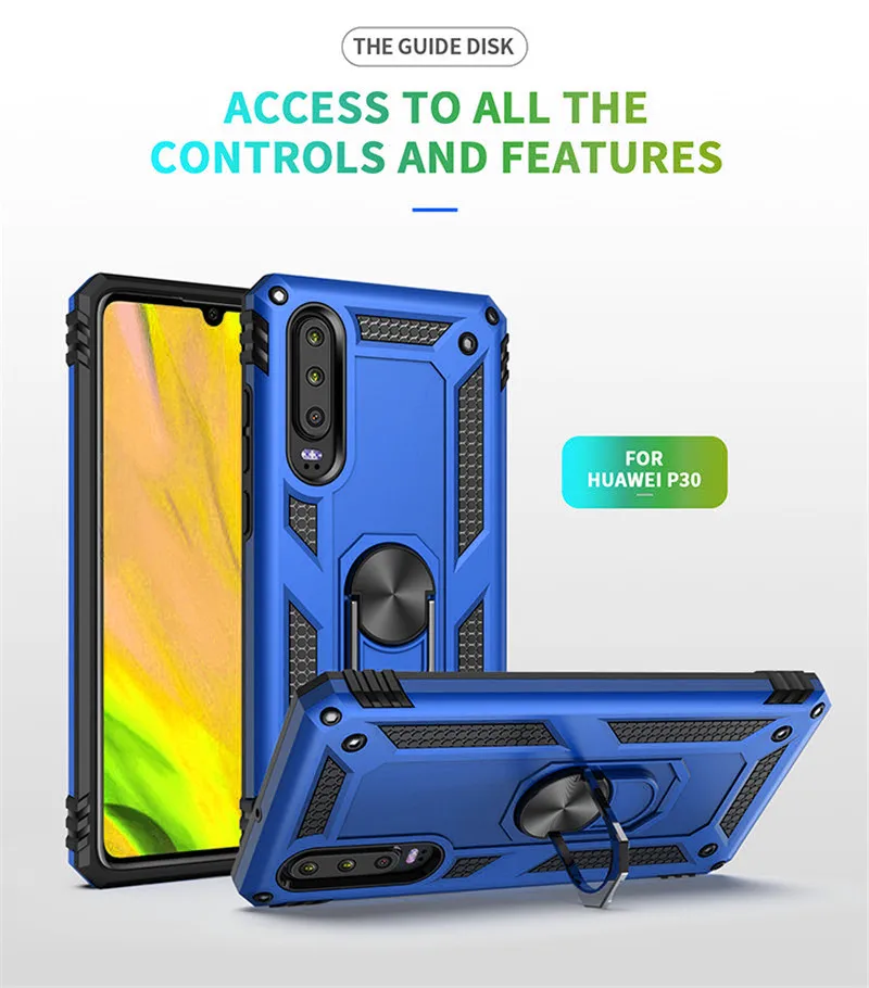

for Huawei P30 Case Magnet Car Ring Stand Holder Cover for Huawei P30 HuaweiP30 ELE-L29 ELE-L09 ELE-L04 Silicone Bumper Coque
