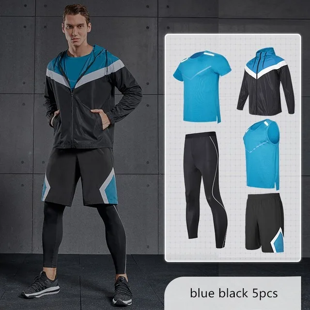 Vansydical, мужские спортивные комплекты для бега, для тренировок, бега, спортивная одежда, для занятий спортом, физкультурой, костюмы, 5 шт., для спортзала, баскетбола - Цвет: C2
