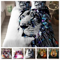 hot style kids gift bedding set 3d digital lion wolf printing 23pcs children duvet cover set single twin full queen king
