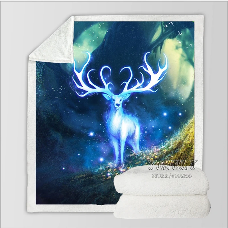 Одеяло YOJULY в стиле Фэнтези с оленем для детей и взрослых одеяло 3D рисунком