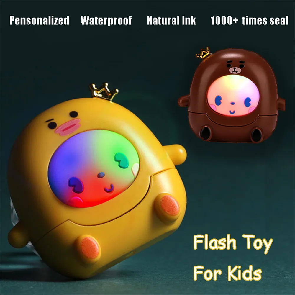 

Kids Adult Customized Name Stamp With Flashing Light Personalized Postage Seal For Clothes Cartoon Name Sticker Educational Toys