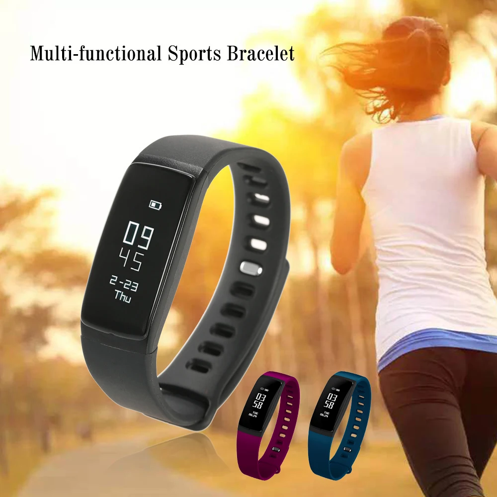 Смарт-браслет V07 с фитнес-трекером пульсометром и тонометром | Электроника