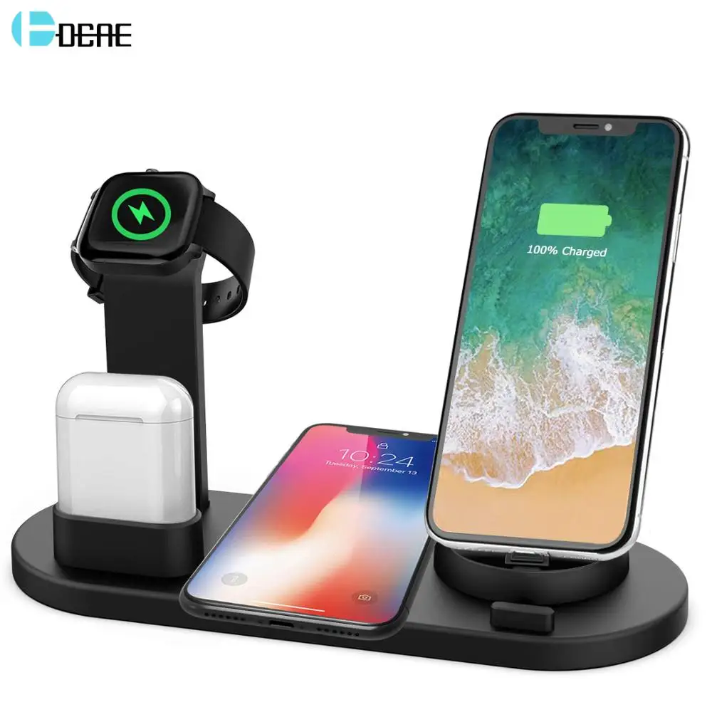 3 в 1 беспроводная зарядная подставка для iPhone 11 Pro XR XS X 8 10 Вт USB Быстрая Зарядка QI зарядная док-станция для Apple Watch 5 4 3 2 1 Airpods